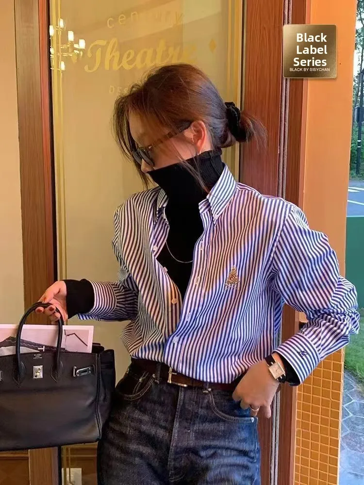 

Liberlin Sisy женская полосатая хлопковая повседневная длинная све весенне-осенняя новая универсальная модная блузка для поездок на работу