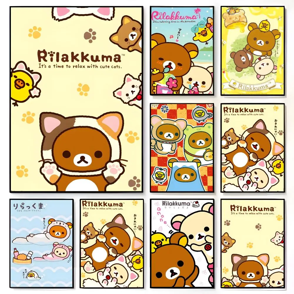 Cozy Soft Cartoon R-Rilakkuma Poster American Film Mural Home Childrens Room Wall Decor Print