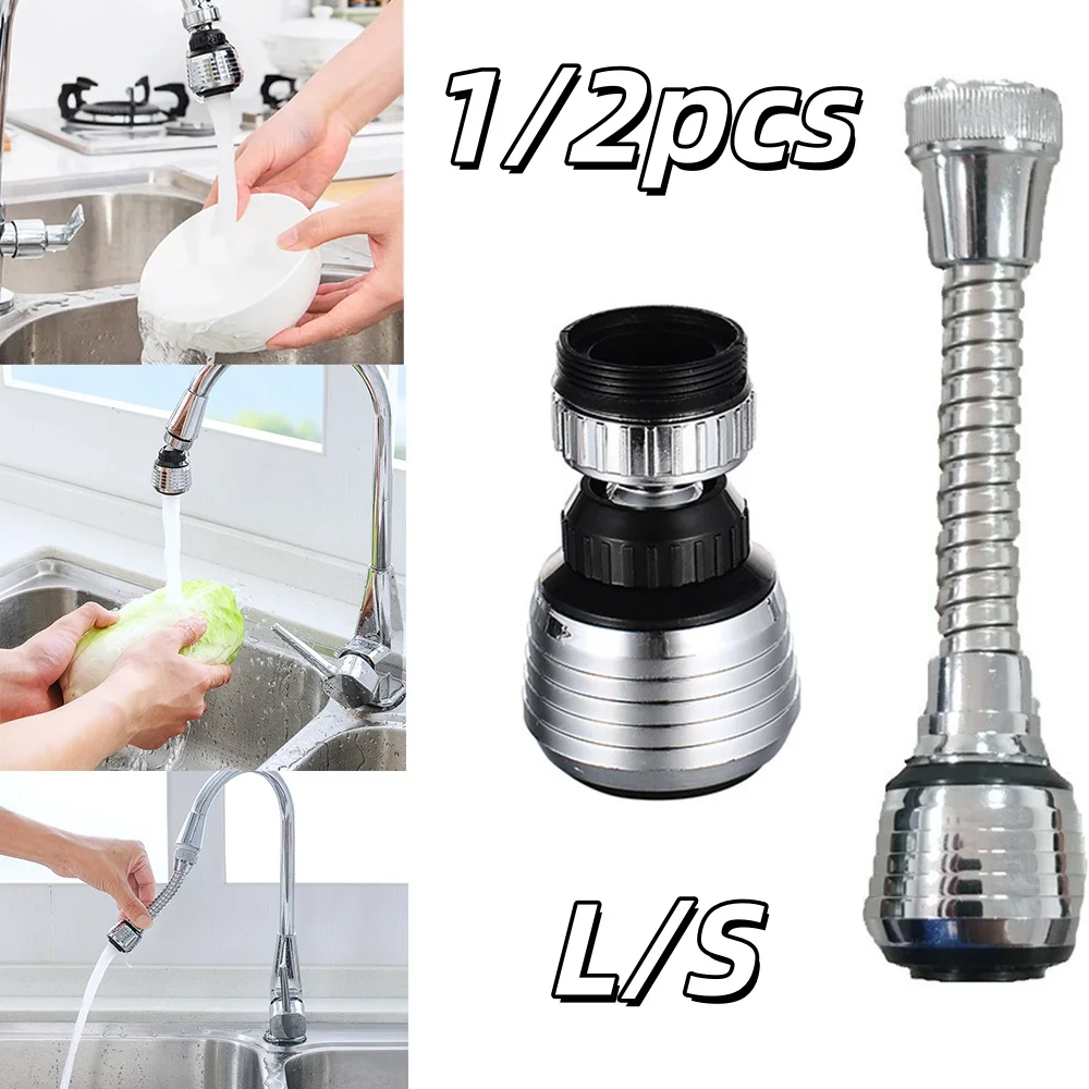 1/2pc 360 Degree Adjustment Faucet Extension Tube Stainless Steel Kitchen Faucet Water For Bathroom Kitchen Accessories Supplies