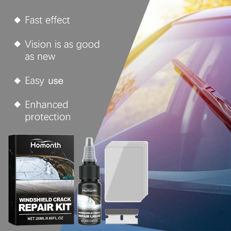 Vehicle Windshield Repair Enhances Liquid Solution Car Windscreen Maintenance Set Simple to Use for Glass Crack Fixing