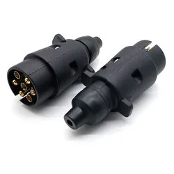 1pcs 7-Way Trail Connector Plug Trailer Power Supply 12V 7 Way Round Plastic Socket
