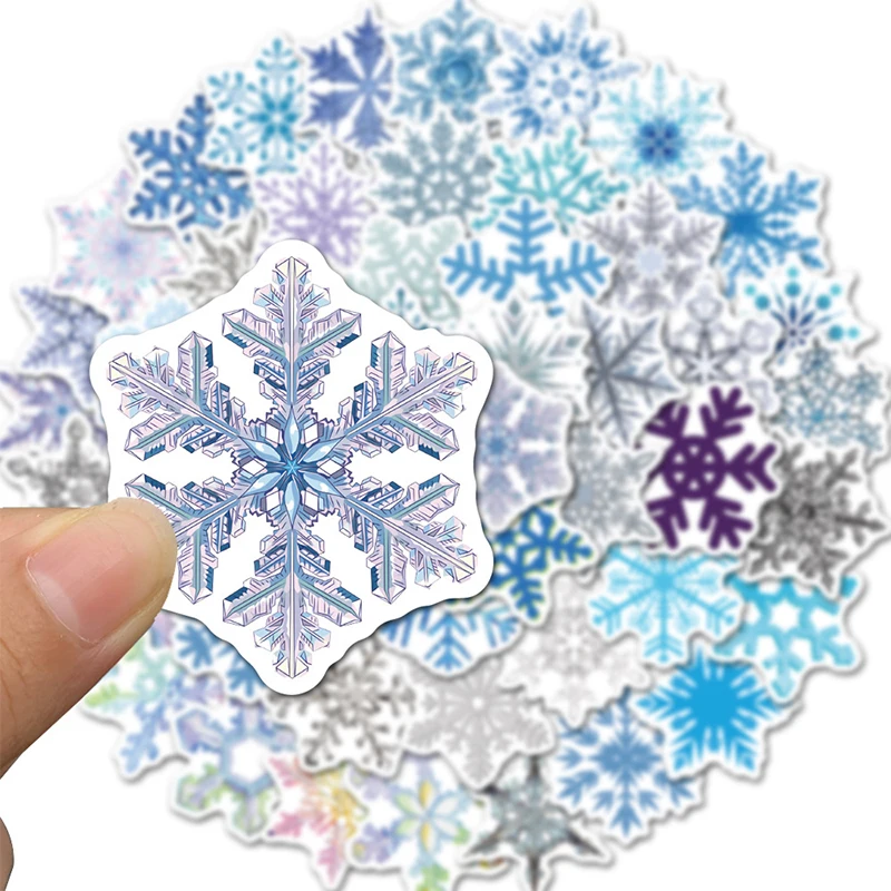 50 Stück Schneeflocken-Ästhetische Aufkleber, Winter-Weihnachtsdekoration, Schneeflocken-Aufkleber, wasserfester Vinyl-Aufkleber für Fenster, Wasserflaschen