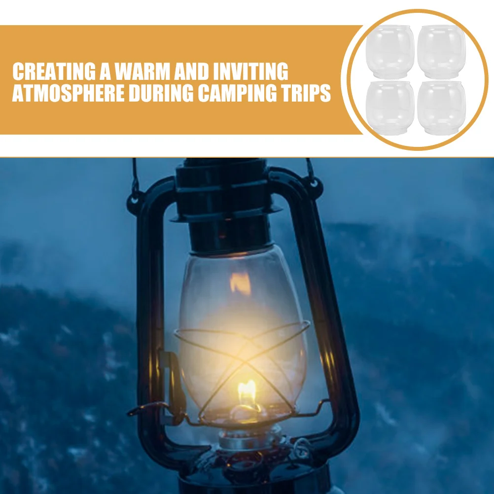 4 قطع من عاكس الضوء الزجاجي، مدخنة فانوس شفافة، توزيع الضوء، مثالي للإعدادات الخارجية ورحلات التخييم #6