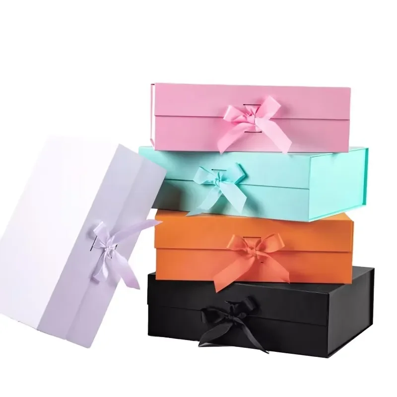 Customized Flap Foldable Cardboard Gift Boxes Recycled Rectangular Magnetic Packaging Eco-Friendly Paperboard Gift Boxes