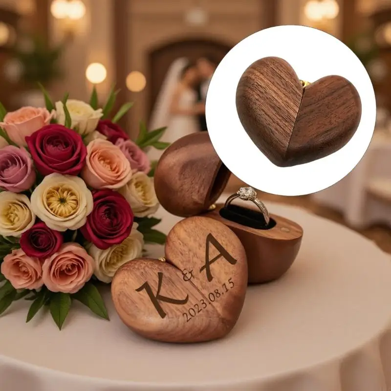  Individual Ring Wooden Box with Smooth Rounded Exterior and Lining