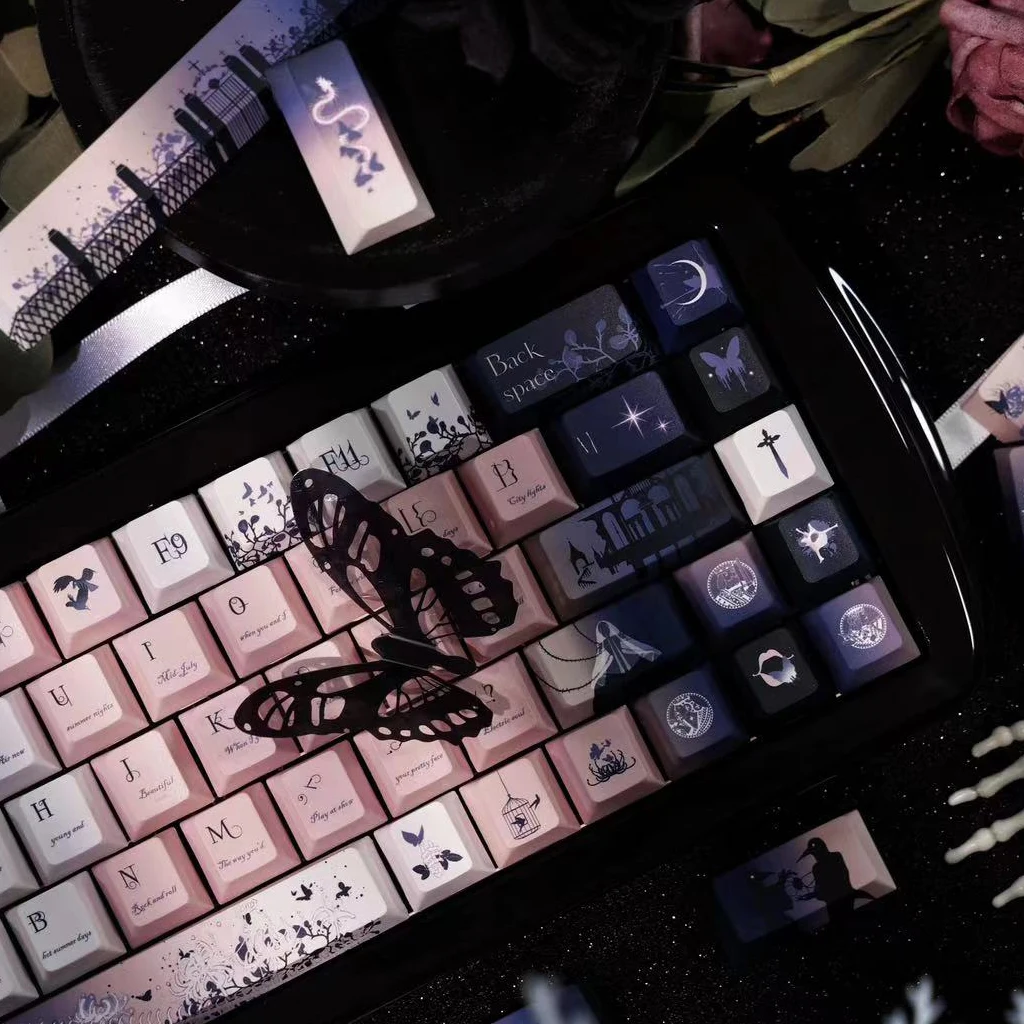 140 Keys/ Set Death Hymn Keycaps Cherry Profile Dye-Sub PBT KeyCap For MX Switch Mechanical Keyboard Gaming Office Accessories