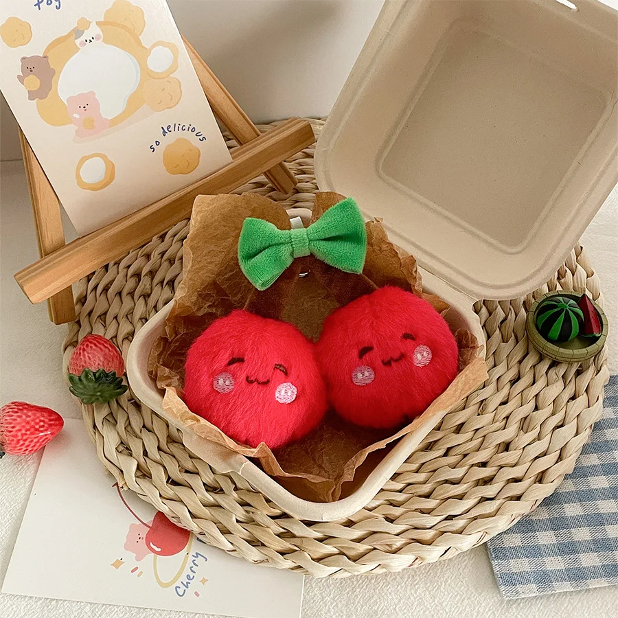 พวงกุญแจตุ๊กตาผลไม้ดีไซน์ดั้งเดิม ตุ๊กตาเชอร์รี่แตงโมน่ารัก พวงกุญแจตุ๊กตาขนาดเล็ก ของตกแต่ง ของขวัญสำหรับเด็ก