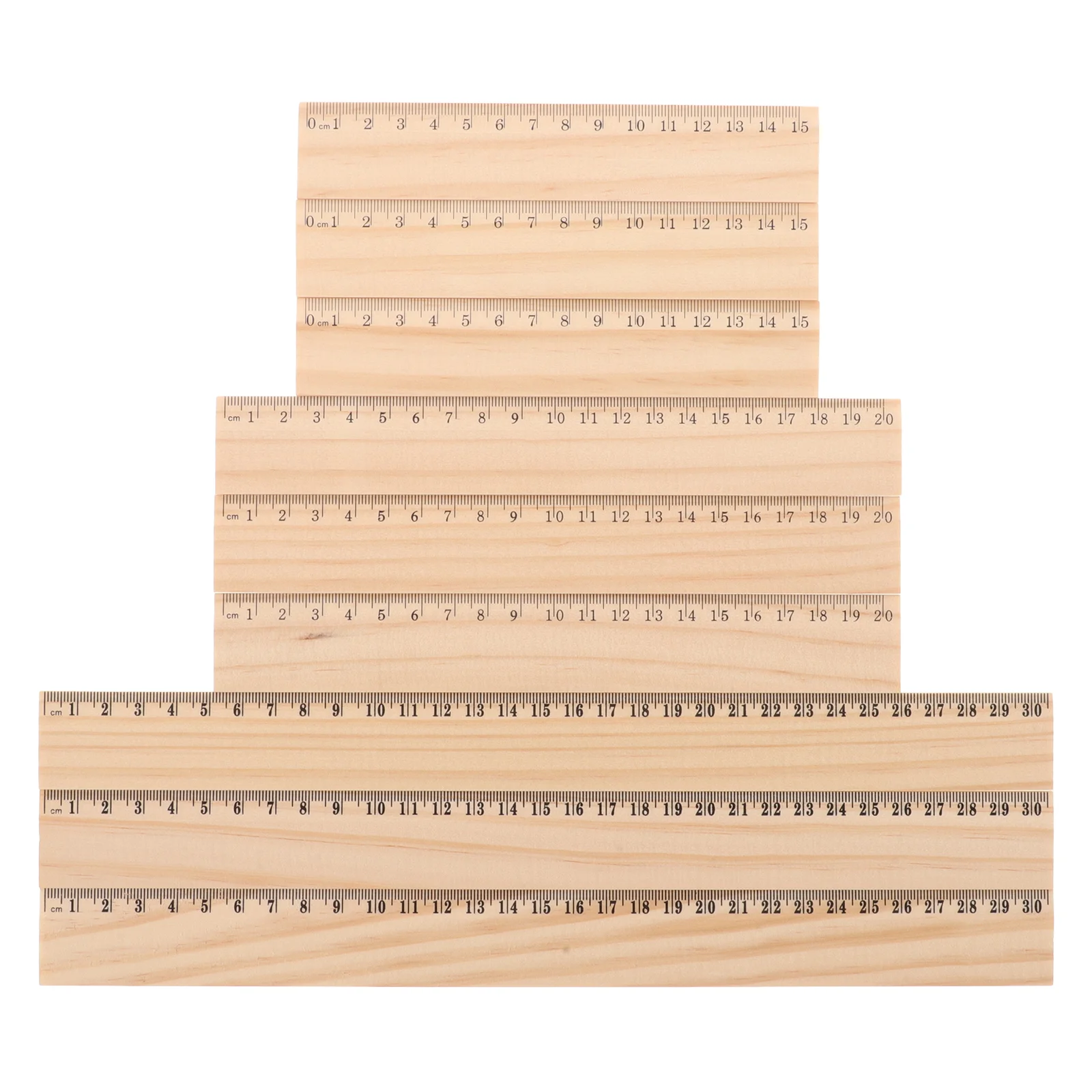 9 Pcs Wooden Ruler Aesthetic Small Straight Edges Rulers Double-sided Scale Drawing Metric for Office Measuring Bulk