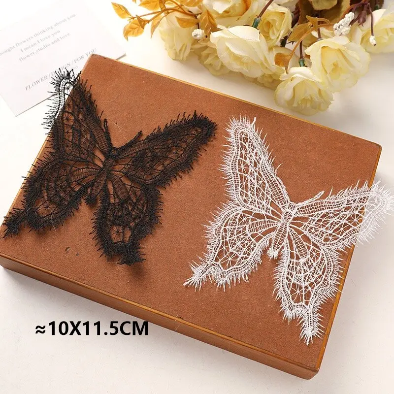 Vintage Large Lace Butterfly Patch For Wedding Party Home Decoration 18pcs Wholesale Fabric Ornament DIY Hat Flower Accessories