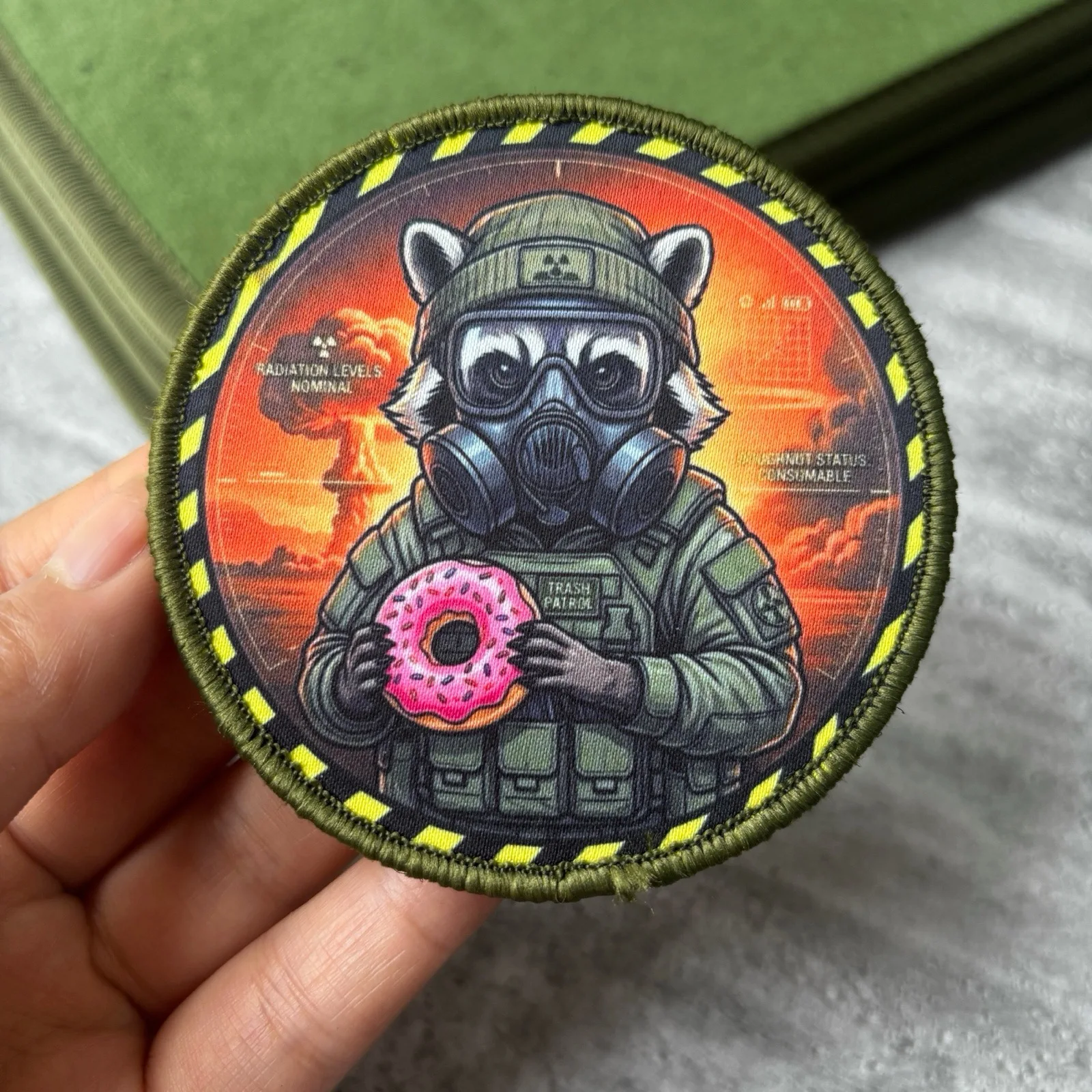 Trash-Coon Night Operator Hook & Loop Badge Tactical Patch for Backpack Cap Vest Morale Patches 8cm Round