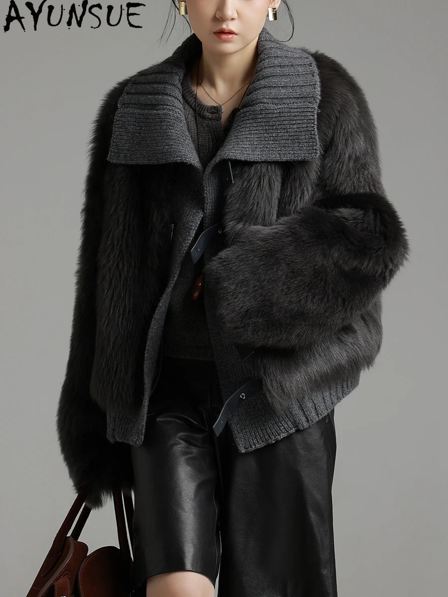 AYUNSUE Real Sheepskin Fur Coat Women Real Leather Jacket Winter Jackets Luxury Clothing Female Casual 2025 Шуба Женская