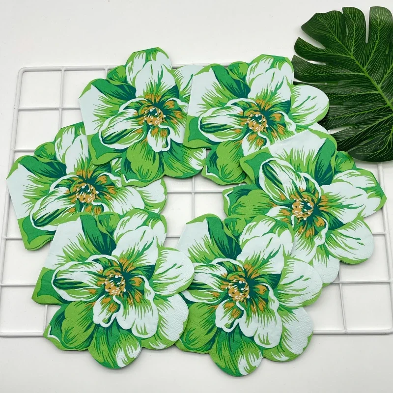 Shaped Cut Edge Three-dimensional Flower Printing Napkin Decorative Paper Mouth Cloth High-end Wedding Folding Facial Tissue