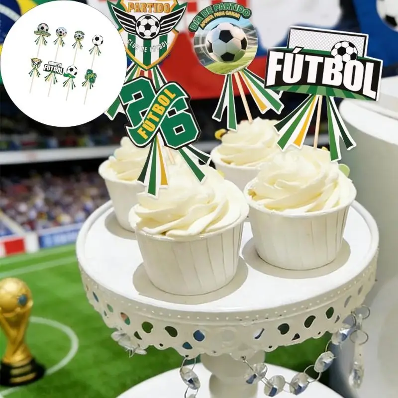 Soccer Event Cake Toppers Cupcake Picks 48pcs Set for Dessert Table Styling HX6C