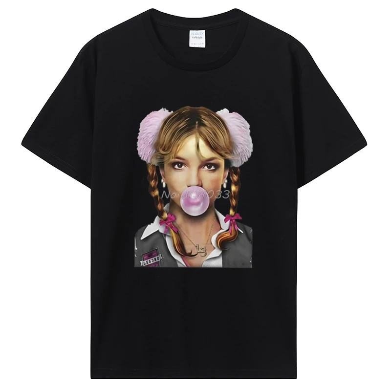 Singer Britney Spears Bubblegum Graphic Vintage T Shirt Men's Clothing Women's Summer High-quality Cotton Streetwear T Shirt