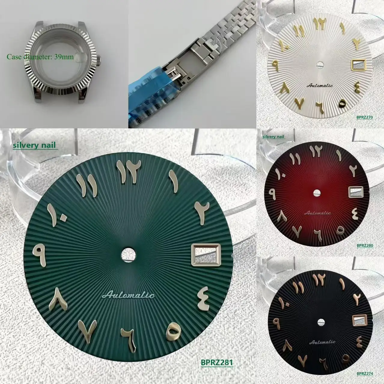 28.5mm green Date Time s logo Arabic numerals dial Hot selling no Luminous s dial Suitable nh dial 35 movement watch accessories