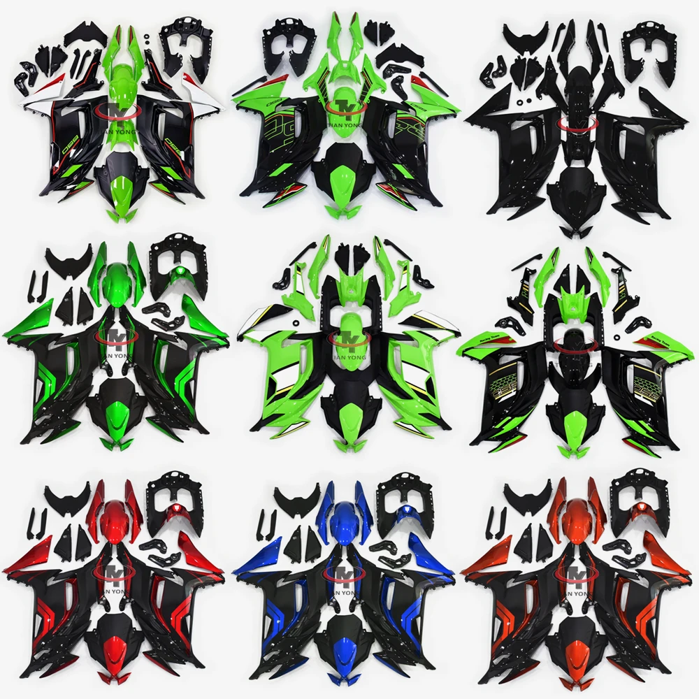 Motorcycle Full Fairing Kit For Ninja650 2021 2022 2023 2024 Cowling Bodywork Collection of Multiple Prints in Bright Green