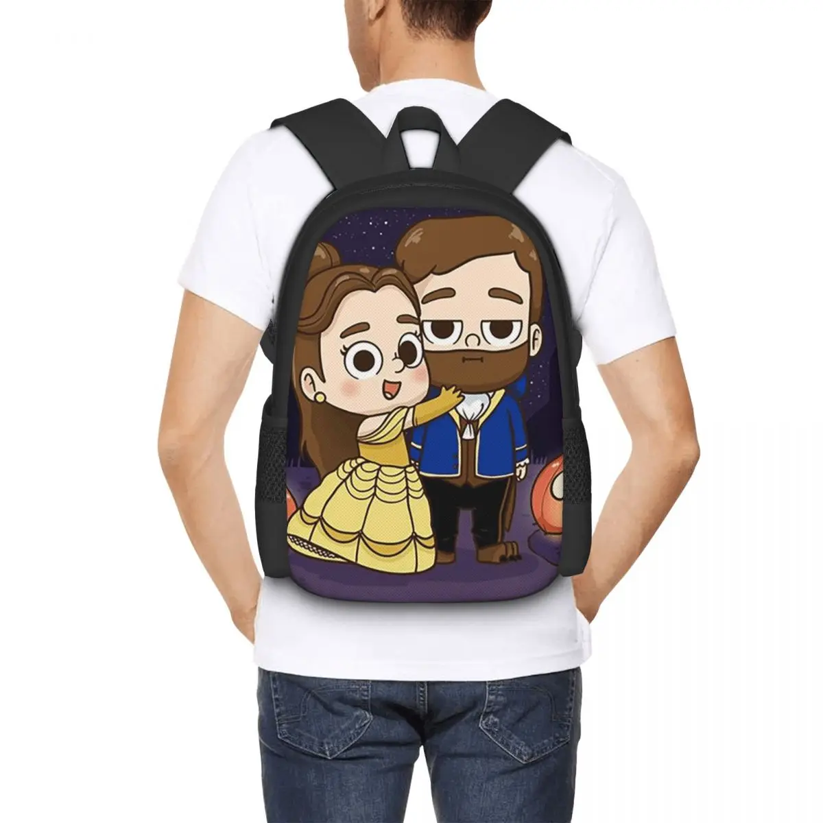 Pibu-beauty And Beast - Pibubear Student Backpack School Bag Hiking Travel Daypack for Boys Girls Fashion Bookbag Shoulder Bags