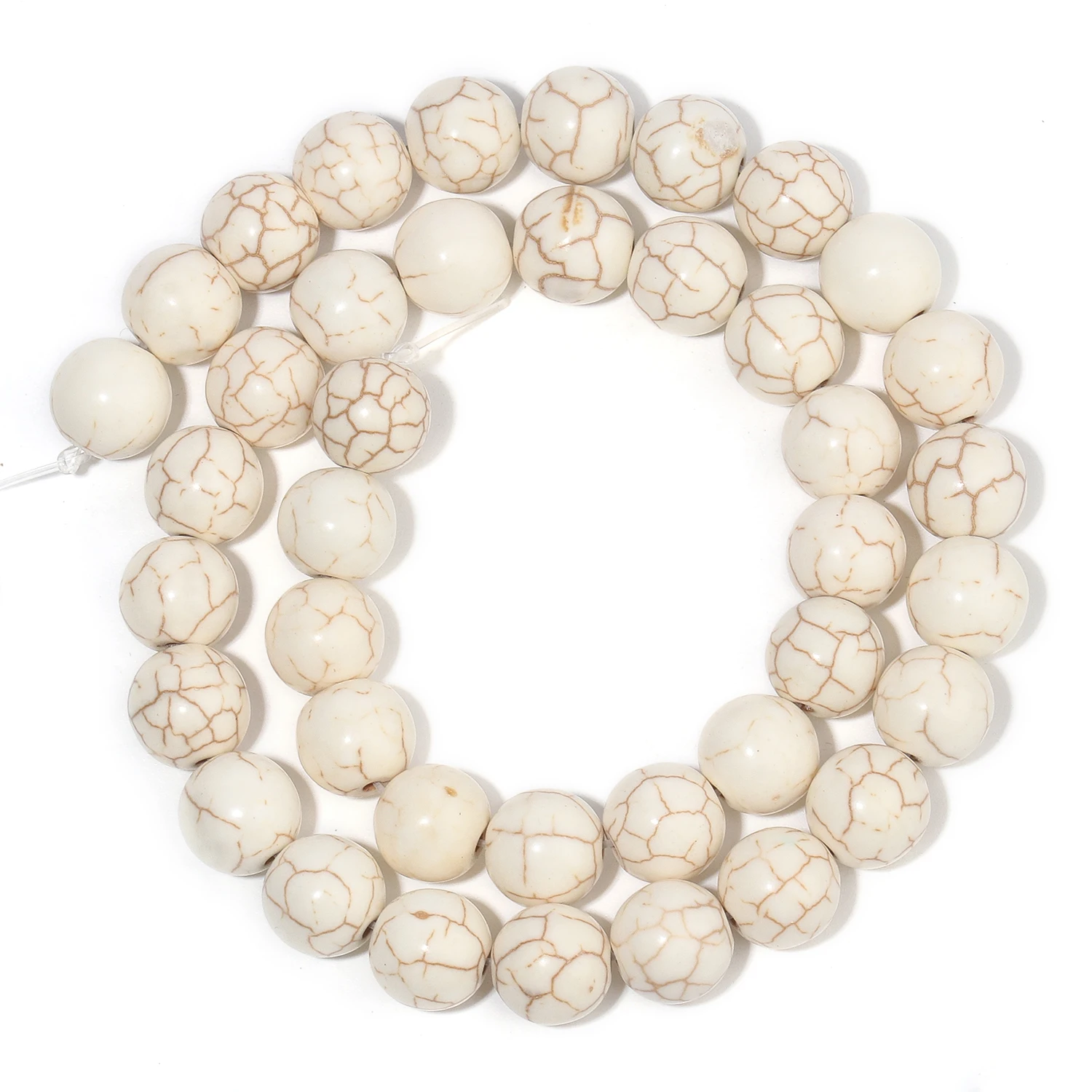 Natural Stone Beads White Turquoise Howlite 4/6/8/10/12mm Round Loose Beads for Jewelry Making DIY Handmade Bracelet Necklace