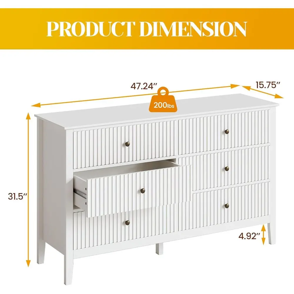 خزانة مزدوجة معاصرة ذات 6 أدراج مع خزانة تخزين خشبية بيضاء مع إغلاق ناعم لغرفة النوم وغرفة المعيشة والممر