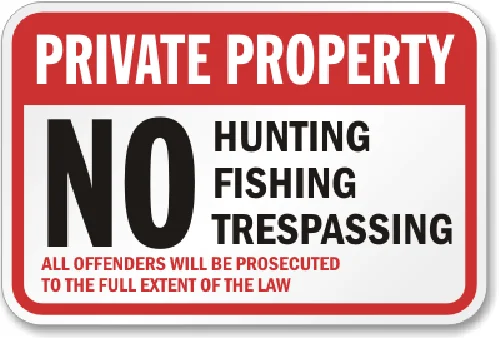 Private Property No Fishing Hunting Sign Weatherproof Aluminum 8