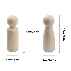 20pc 120mm Wood Crafts Girls and Boys  Diy Handmade 12cm Blank Home Decoration Peg Dolls Wooden Craft for Baby Room