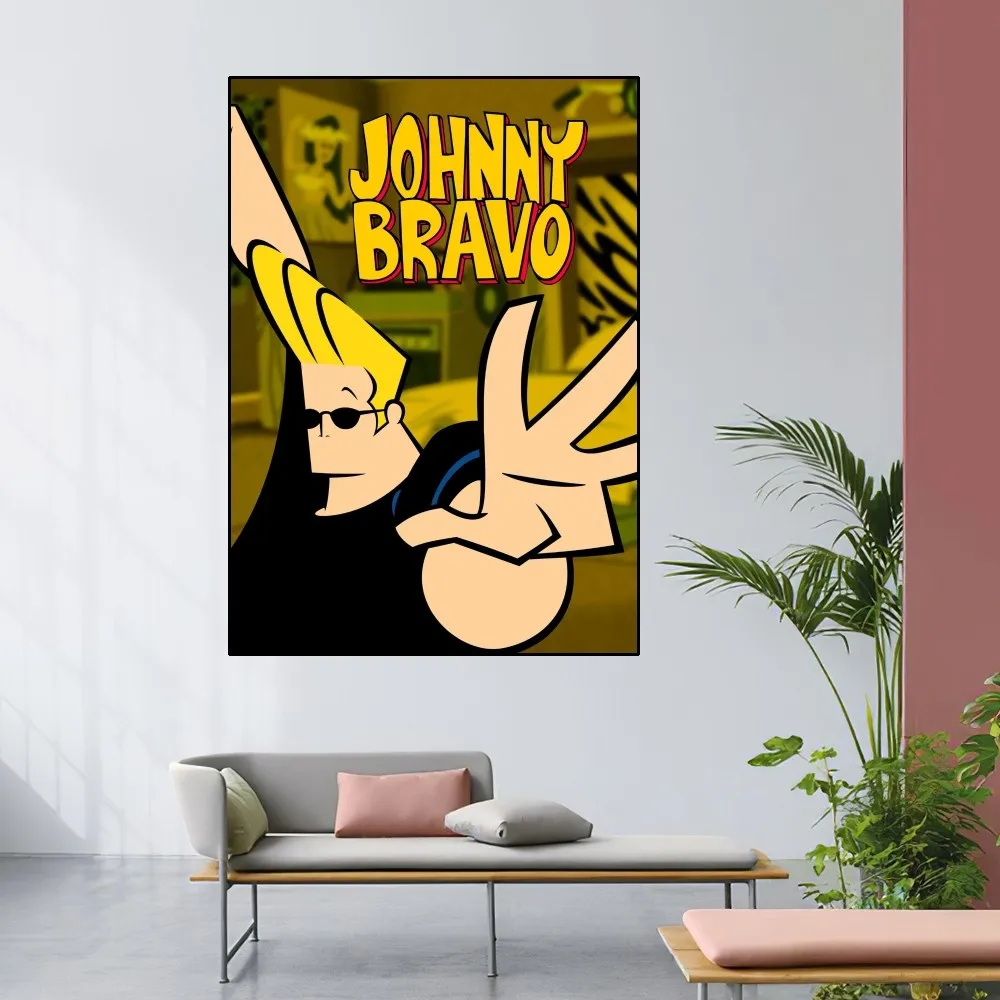 J-Johnny Bravo Cartoon Poster Home Room Decor Livingroom Bedroom Aesthetic Art Wall Painting Stickers