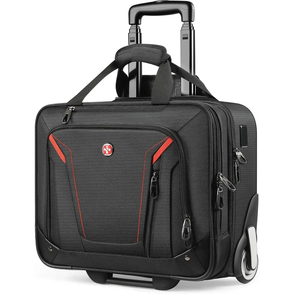 

18 Rolling Laptop Bag - Water-Resistant, Travel-Friendly, Underseat Carry-On for Business & Leisure