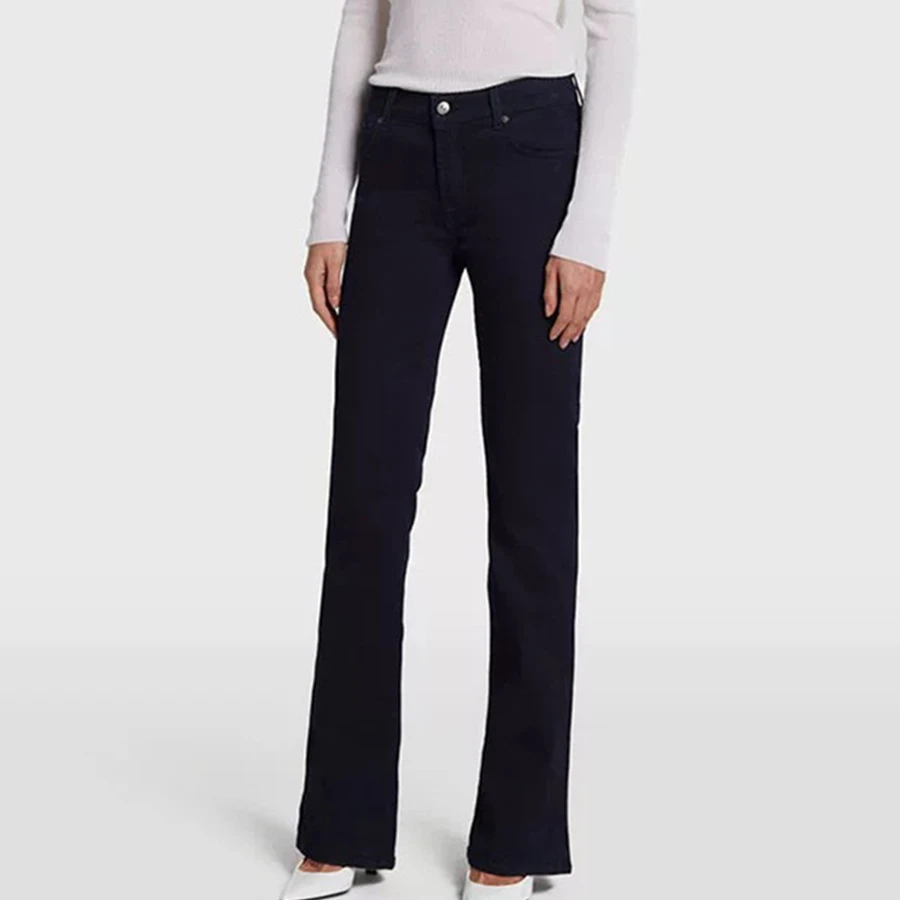 

Maxdutti Office Ladies Commuting Casual Slim Fit Jeans Minimalist American Mid Rise High Stretch Flared Denim Pants For Women