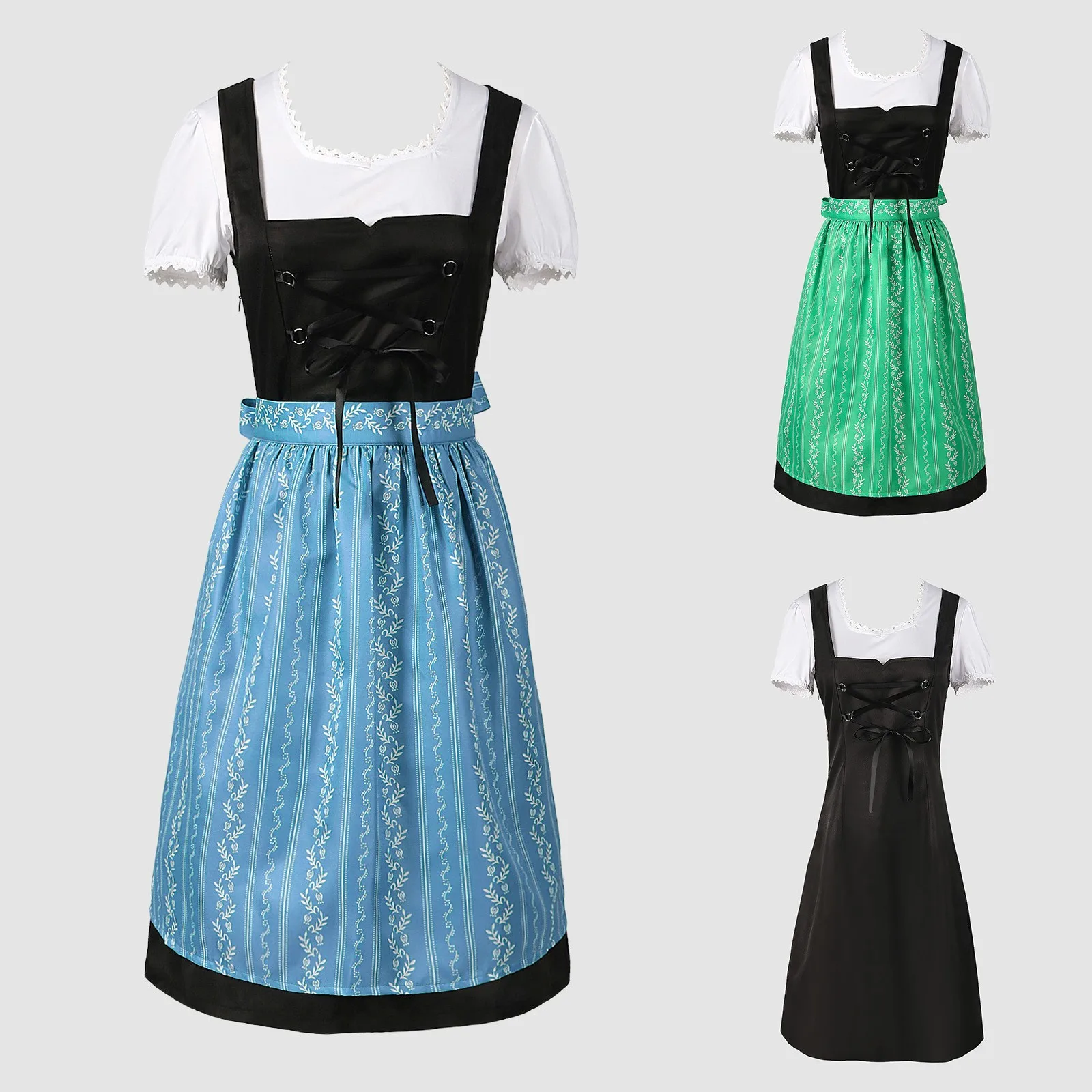 

German Beer Festival Costume Women Dirndl Dress Bavarian Oktoberfest Maid Uniform Cosplay Medieval Carnival Party Dresses