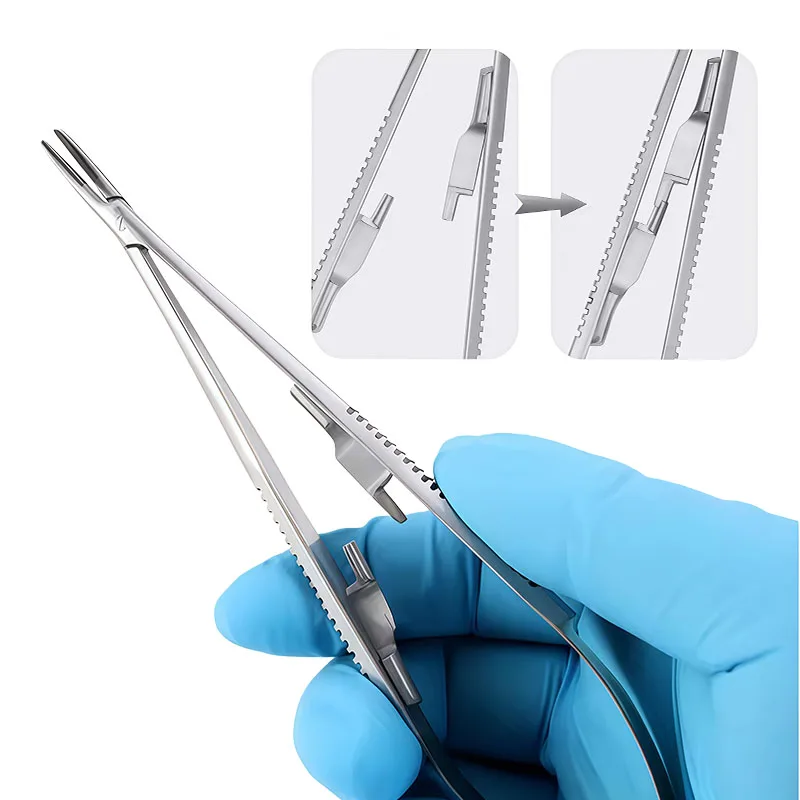 

1 шт. Зубоврачебный иглодержатель Castroviejo 14 см/16 см, ортодонтический инструмент для имплантации, прямые/изогнутые щипцы-пинцеты для микрохирургии