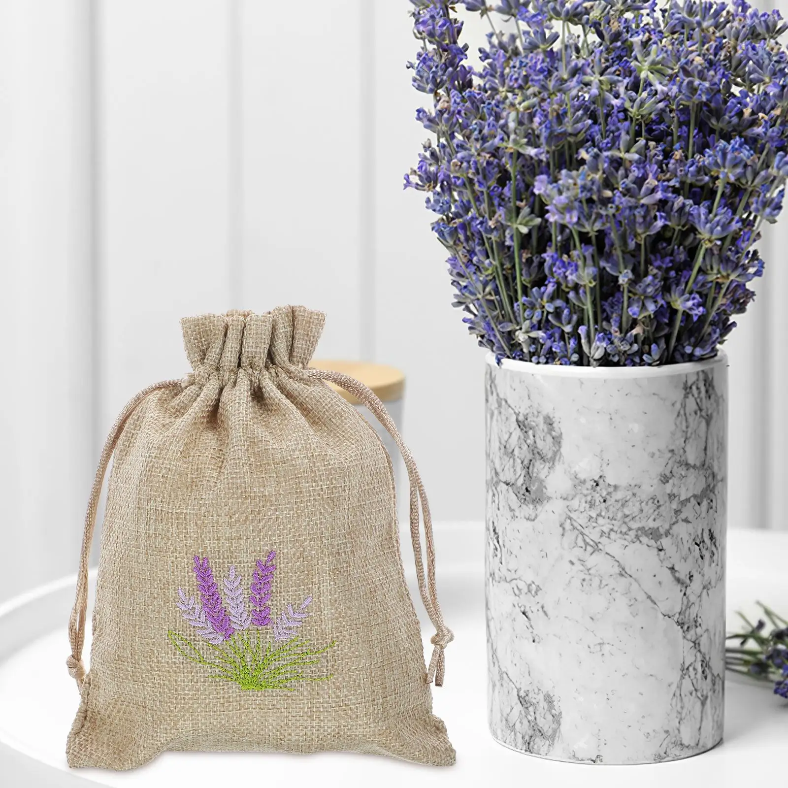 10pcs Empty Sachet Bag Printed Lavender Imitation Hemp Bag Refillable Wardrobe Lavender Sachet Bag gift Packaging Bag Home Decor