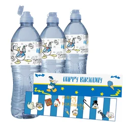 24pcs Cartoon Disney Donald Duck Birthday Party supplies Water Bottle Labels Waterproof self-adhesive Sticker Candy Bar Wrappers