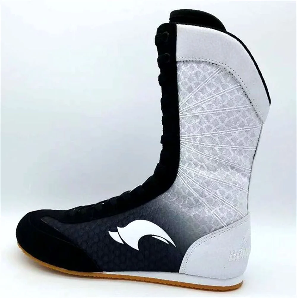 High-top Boxing Shoes Wrestling Shoes Sanda Shoes Fighting Games Fitness Men's and Women's Shoes Ankle Guards and Shin