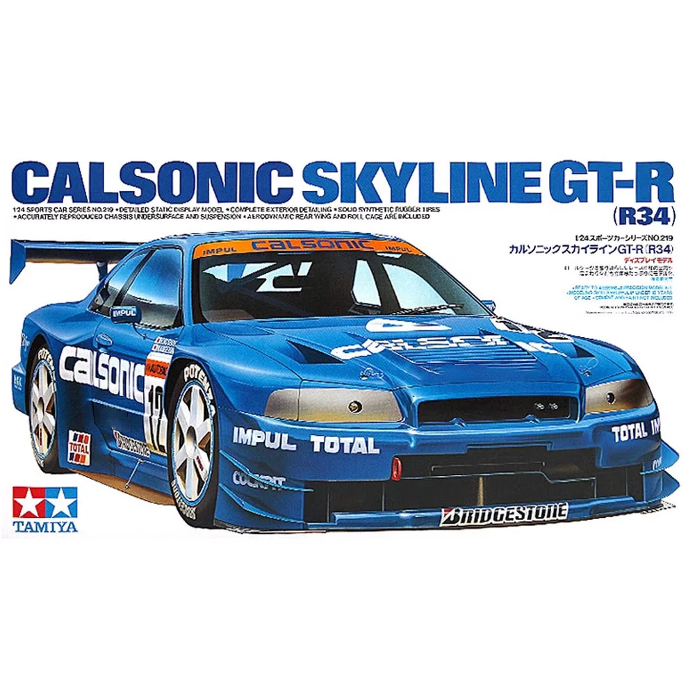 Tamiya 24219 1/24 Calsonic Skyline GT-R R34 Racing Sports Vehicle Car Series NO.90 Hobby Toy Plastic Model Building Kit