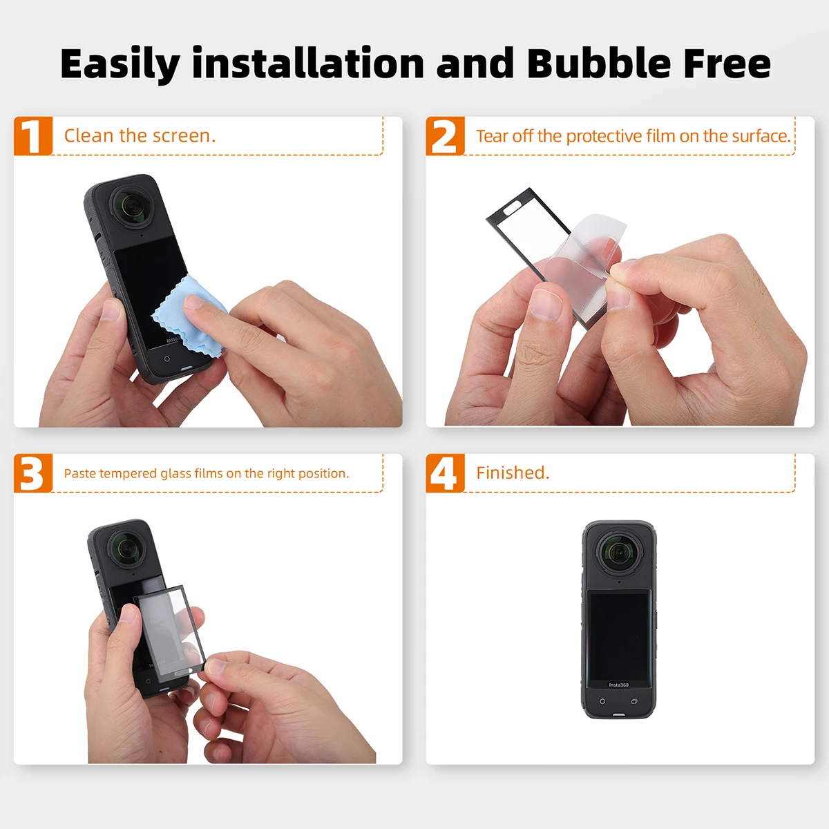 واقي شاشة عالي الدقة من الزجاج المقسى لملحقات Insta360 X4 Insta360 X4 كاميرا تغطية كاملة أفلام واقية
