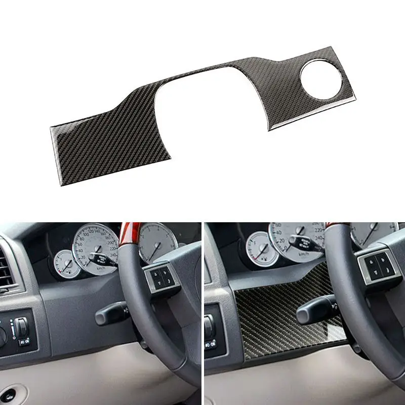 For Chrysler 300 300C 2005-2010 Car Accessories Below Steering Wheel Speedometer Panel Keyhole Frame Soft Carbon Fiber Trim