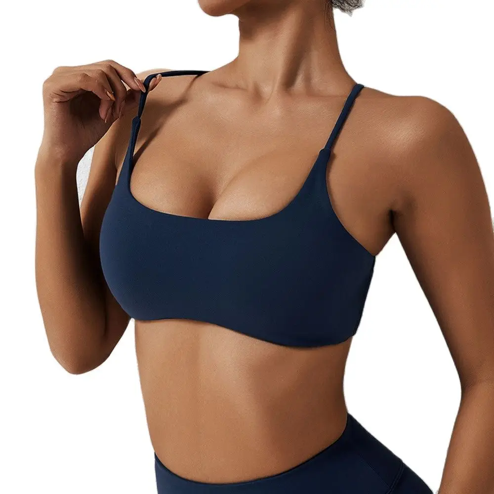 NCLAGEN Damski biustonosz sportowy Sexy Criss Cross Thin Strap Open Back High Impact Yoga Underwear Lekki miękki biustonosz fitness Gym Bralette