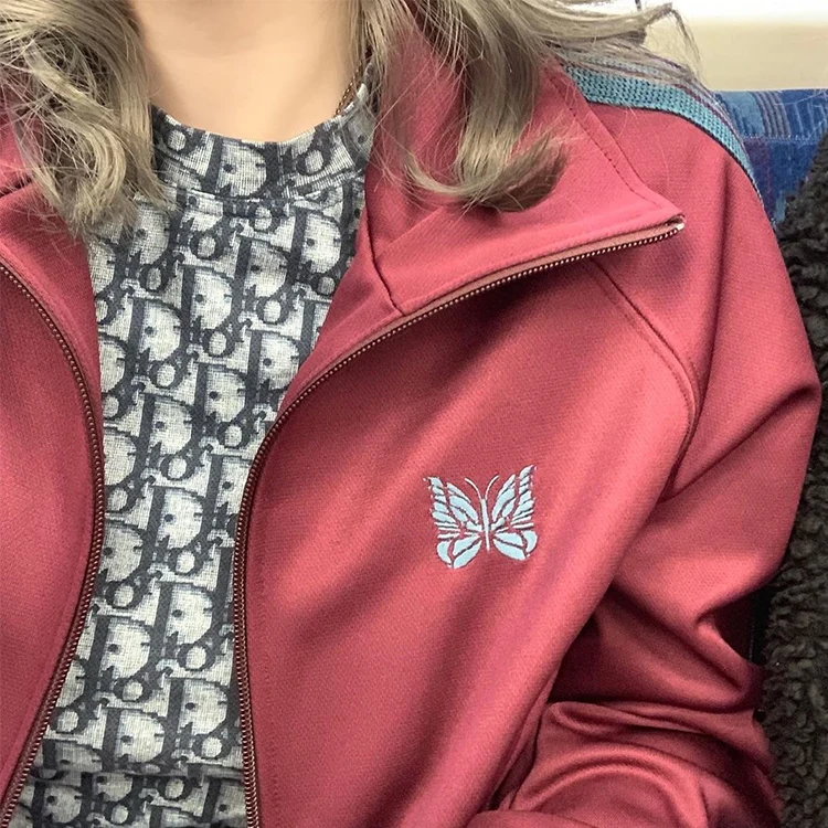 

Embroidered Loose Jaet Sports Retro ex Wine Red Color CINSEDOM Stand Fit Youth ular Four Seasons Coat