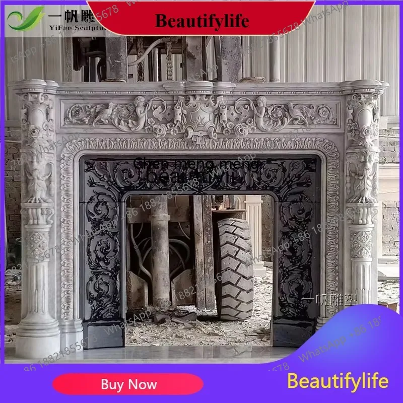 D178  Marble fireplace French European stone stone carving white marble fireplace decorative cabinet