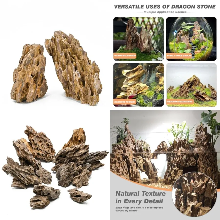 

Aquarium Stone Rocks Dragon Stone 10lb Aquarium Décor Rocks Aquascaping Stone Fish Rocks for Aquariums Landscaping Model Tank D