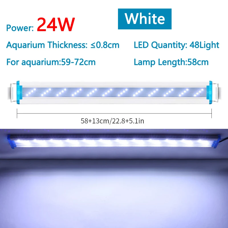 Uitbreidbare Waterdichte Clip op Lamp Voor Aquarium Super Slim Aquarium Waterplant Groeien Aquarium LED Licht 18-58cm 220V