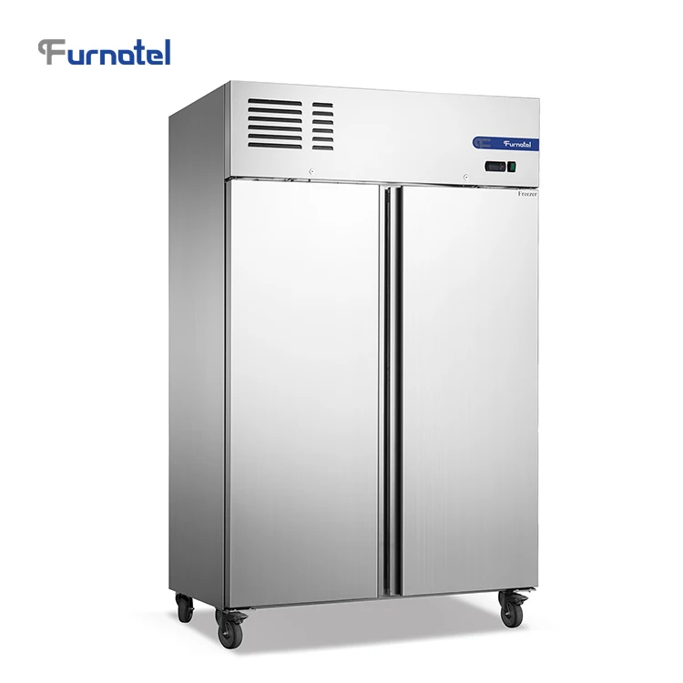 FURNOTEL Upright Refrigerator 2-Door Fan-Cooled Chiller Restaurant Kitchen Fresh Food Storage