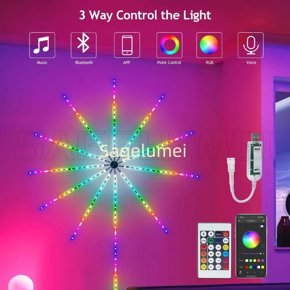 2026 NEW LED Strip Light RGB Sound Control Symphony Christmas Light Wedding Christmas Music Control Full Kit Dream Meteor Lamp