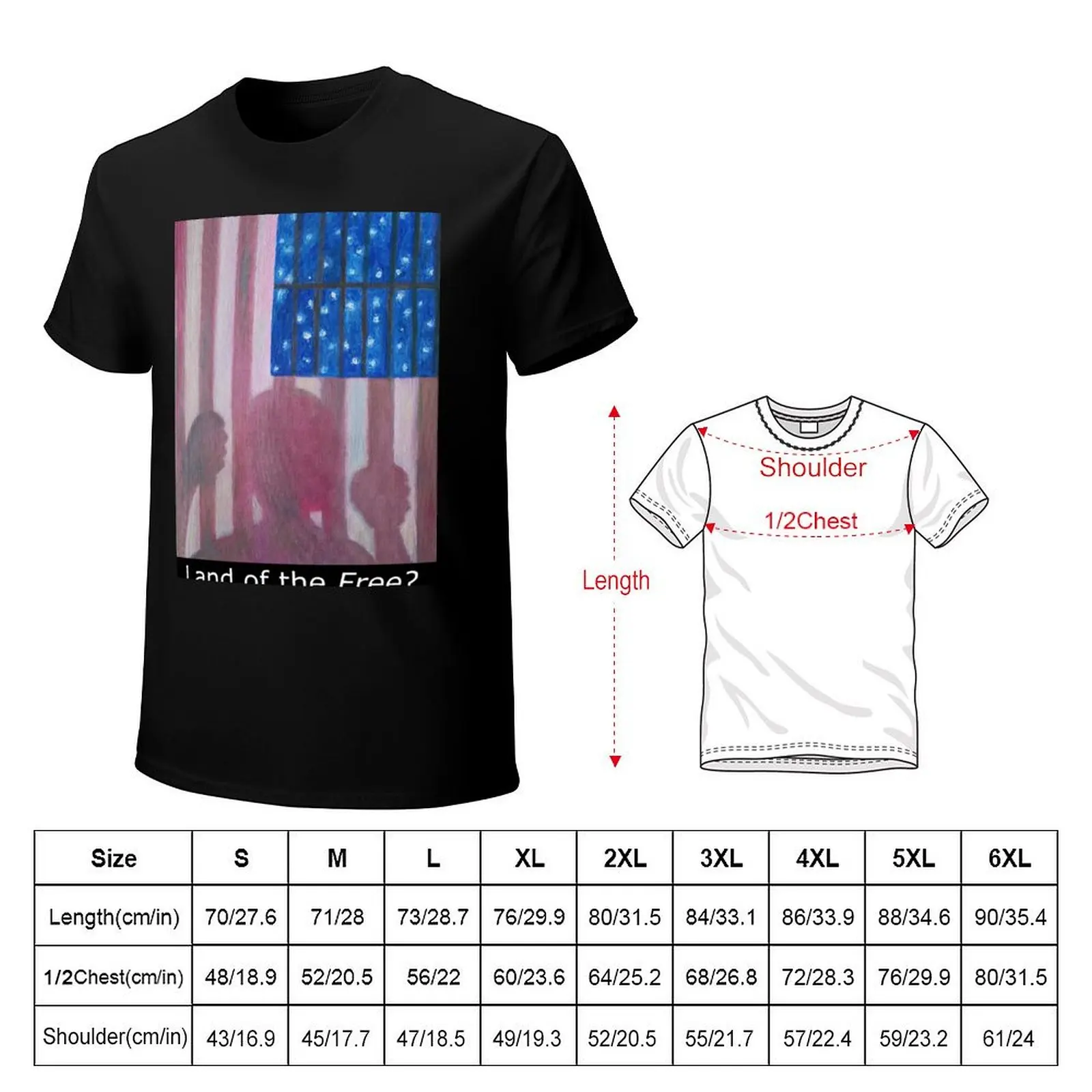American Flag as a Prison Cell depicting Mass Incarceration T-Shirt Sports Casual Short Sleeve Cotton Tee