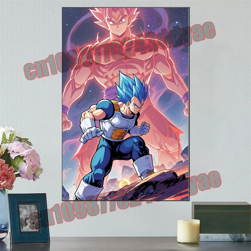 Póster de Dragon Ball de Anime, pintura de Vegeta Wukong, lienzo impreso, decoración artística de pared de habitación, imágenes, Mural, decoración para sala de estar