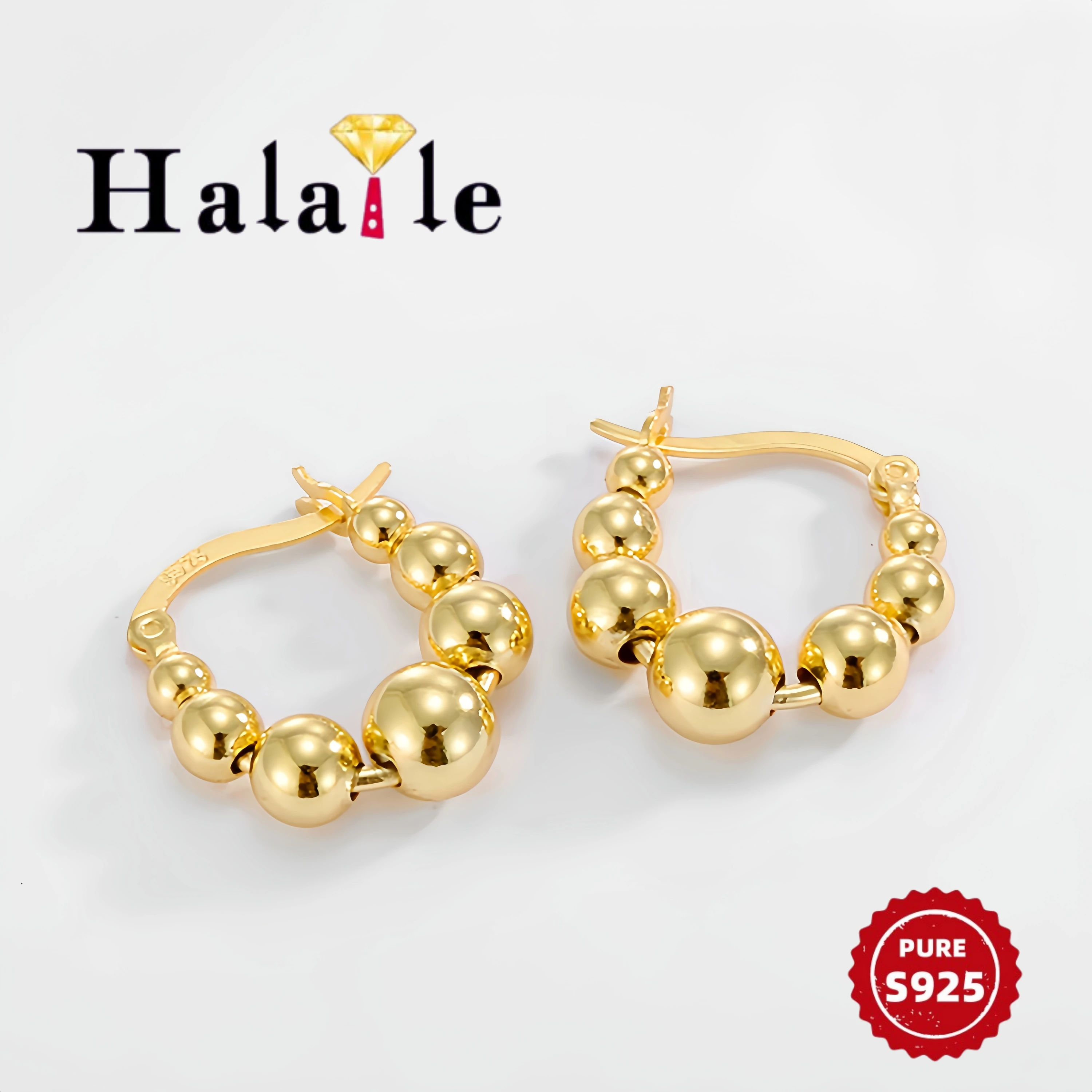 

Halaile S925 стерлингового серебра круглые серьги-капли из бисера для женщин модные легкие роскошные изящные элегантные помолвочные свадебные подарки