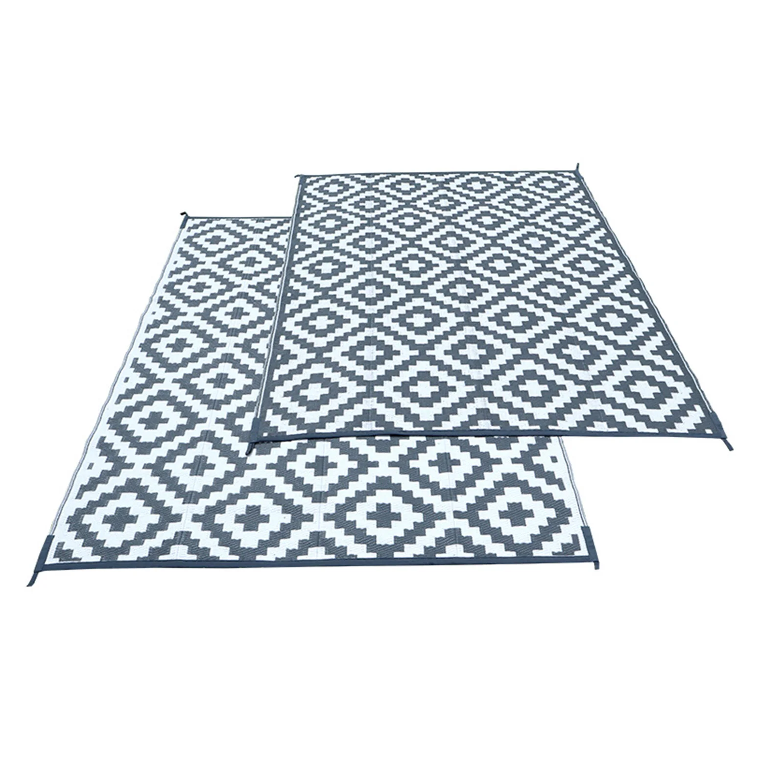 حصيرة الشاطئ المحمولة القابلة للطي البلاستيكية للشاطئ للتخييم في الهواء الطلق، سجادة شاطئ قابلة للطي باللون الرمادي والأبيض