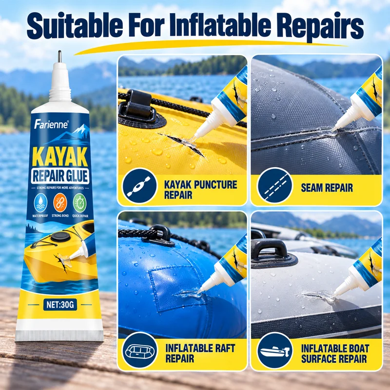 Inflatable Kayak Repair Glue Waterproof Strong Adhesive For PVC Boat Raft Canoe Air Mattress Patch Leak Repair