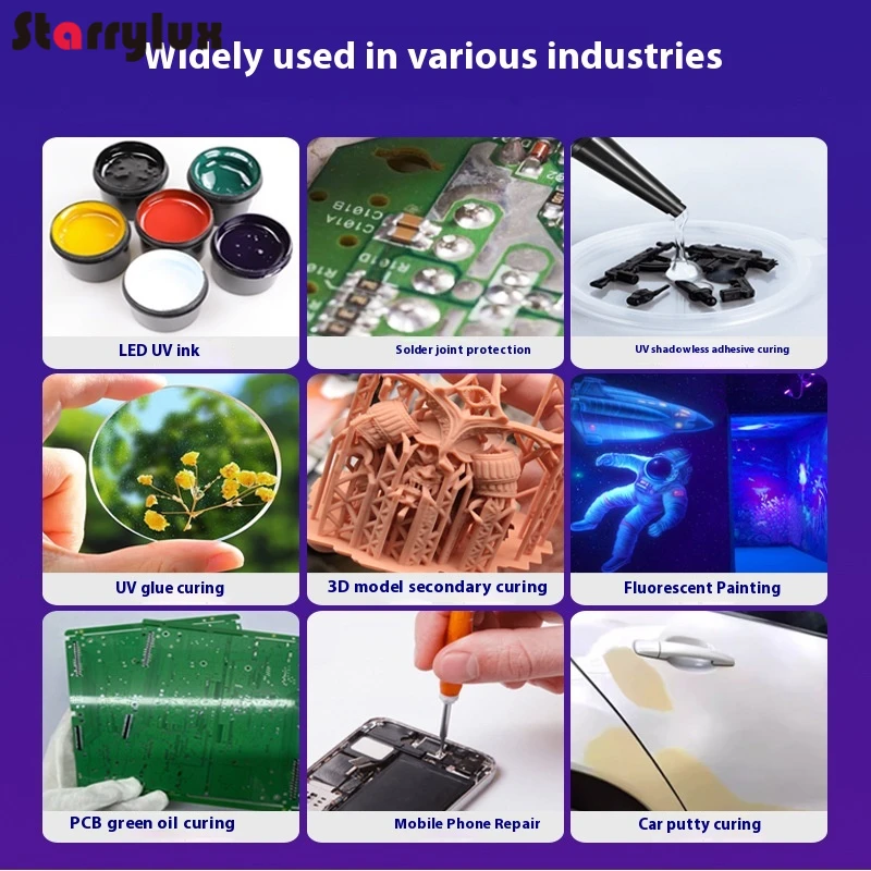 Luz de cura UV para massa de carroceria e lâmpada de reparo de pintura PCB pintura de carro a óleo verde