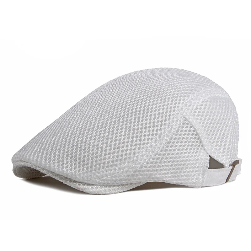 Summer thin hollow mesh breathable duckbill cap men's light plate retro sun protection forward hat